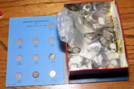 Large collection of pre 1947 threepence silver coins including Victorian (weight approx 1360g).