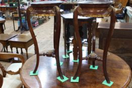 Pair Continental gilt mounted circular jardiniere stands, 66cm by 28cm diameter.