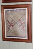 Framed commemorative East Yorkshire regimental silk Allied Forces in China, 1927-1928,