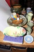 Royal Doulton jardiniere, Poole Pottery vases, Cloisonne vase, Denby circular and square dishes,