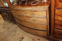 19th Century mahogany bow front chest of two short above three long drawers on shaped bracket feet,
