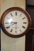 Fusee wall clock, the 13inch dial marked Smiths English Clocks Ltd, 1944, with military motif.