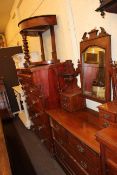 Victorian walnut dressing table, Demi-lune washstand and seven drawer Scotch chest (3).