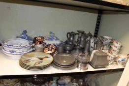 Collection of pewter, Royal Albert, willow pattern tureens, Royal Cauldon tea set, Doulton plates,