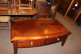 Two drawer low centre table and rustic framed wall mirror (2).