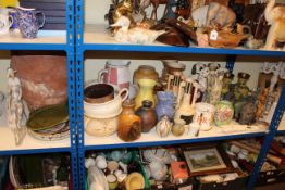 Collection of pottery and Oriental wares including cloisonne vases, Nao, Lladro, Carlton Ware,