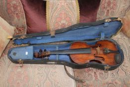 Cased Violin with internal label for S.H.