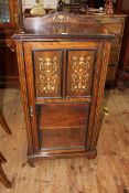 Victorian inlaid rosewood part glazed door music cabinet, 109cm by 54cm by 35.5cm.
