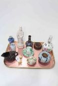 Tray lot of Oriental ceramics including cloisonne vase, etc.