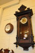 Victorian wall clock and rope twist barometer (2).