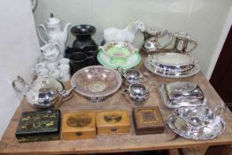 Mauchline Ware boxes, Prinknash pottery, Beswick Shire Horse, Maling, silver plate,