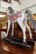 Gaily painted rocking horse, 127cm.