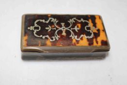 Early 19th Century inlaid tortoiseshell and horn snuff box, 9.