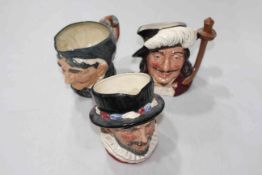 Three Royal Doulton character jugs, Beefeater, Porthos, and Granny with Tooth.