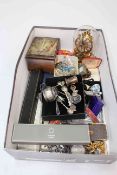 Box with mostly jewellery, some souvenir teaspoons, etc.