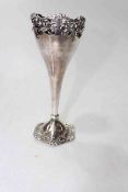 Silver specimen vase with pierced decoration and scroll borders, 19cm, London 1911.