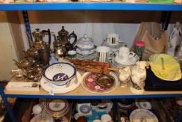 Collection of Oriental wares, Beswick dish, Midwinter table ware, parasol, marbles, etc.
