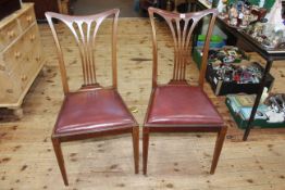 Set of eight mahogany and line inlaid Hepplewhite style dining chairs including pair carvers.