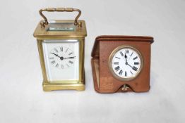 Gilt brass carriage clock and eight day travel clock (2).