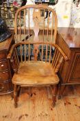 Antique Windsor pierced splat back elbow chair.