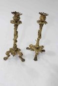 Pair early 19th Century gilt bronze candlesticks,