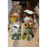 Boxed Charley Weaver Bartender toy, Thorens musical glass, Tom Thumb limited edition miniatures,