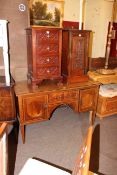 Edwardian mahogany and chequer inlaid side cabinet,