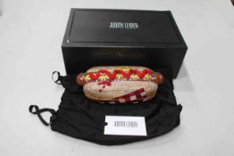 Judith Leiber Hot Dog clutch bag, with shoulder chain, boxed.