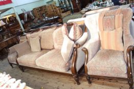 Barker & Stonehouse mahogany framed three piece lounge suite.