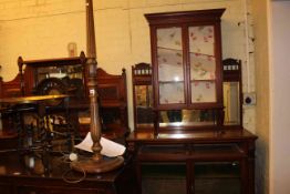 Late Victorian walnut mirror backed sideboard,