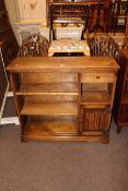 Old Charm cabinet bookcase, oak gate leg dining table and four wheelback dining chairs (6).