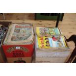 Two boxes of magazines including Beano, Twinkle, etc, date c1980's.