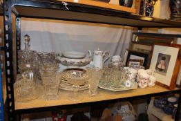 Royal Stafford tea service, Portmeirion, glass, prints, lamps, etc.