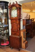 Antique mahogany and oak 30 hour longcase clock having painted arched dial, W.