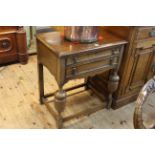 1920's/30's oak two drawer cutlery table, 79cm by 69cm by 48cm.