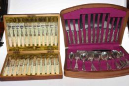Butler silver plated cased cutlery and silver collared and EPNS fish knives and forks.