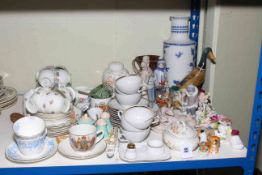 Assorted teaware, china posies, two Lladro figures and pig group, etc.