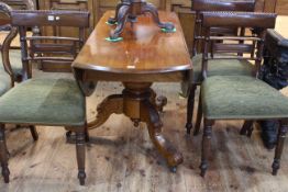 Victorian mahogany drop leaf table on pedestal tripod base together with a set of three Victorian