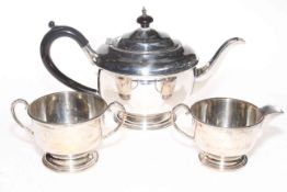 Silver three piece tea set, Birmingham 1932.