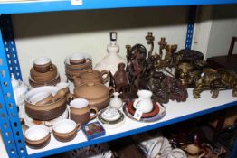 Denby tableware, Heredities and other figures, assorted brass including horsebrasses, etc.