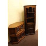 Two Old Charm entertainment units and open topped corner cabinet (3).