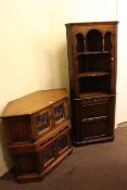 Two Old Charm entertainment units and open topped corner cabinet (3).