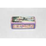 Small Chinese rectangular pierced box, painted with European landscape scene and flowers,
