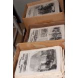 Three boxes of loose 'The Illustrated London News' c1860s.