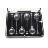 Cased set of silver coffee spoons, Birmingham 1927.