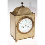 1920's French shagreen and gilt metal mantel clock, the movement stamped Vincent, Fabrigue de Paris,