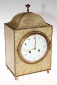 1920's French shagreen and gilt metal mantel clock, the movement stamped Vincent, Fabrigue de Paris,