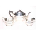 Silver three piece tea set on ball feet, Sheffield 1917.