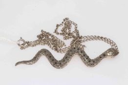 Silver snake pendant and chain.