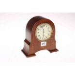 Edwardian inlaid mahogany mantel clock with Swiss movement, 18.5cm.